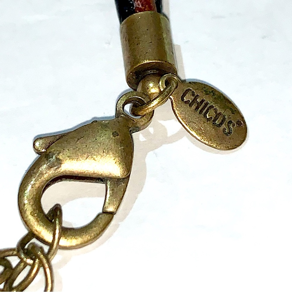 CHICO’S ShorterPendant Necklace, Brown & Black Cords, Gold-tone - Picture 2 of 9
